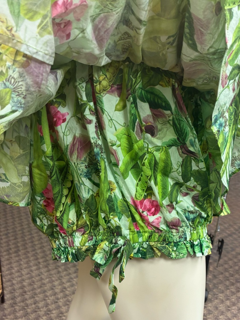 Selkie Style Ruffle Bloomers Shorts Floral Cottagecore Fairycore XL Green Pink - Picture 3 of 7